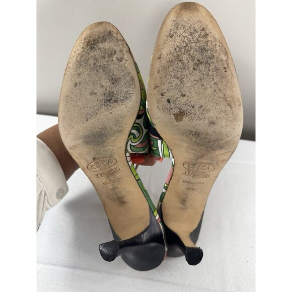 Circa Joan & David Pink-Green Slingback Heels Women’s Size 10M Retro Discocore - Picture 15 of 16